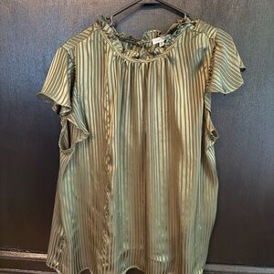 Elegant Olive Green Ruffled Blouse